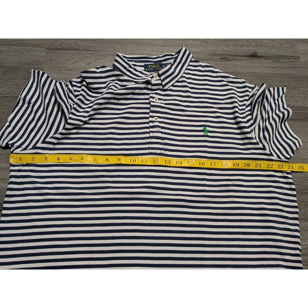 Polo Ralph Lauren Men's Blue & White Striped‎ Featherweight Mesh Polo Size XL